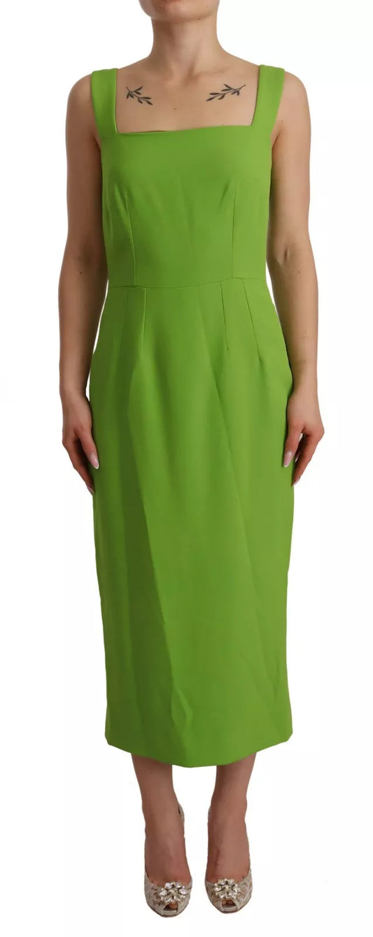 Dolce & Gabbana Green Sheath Square Neckline Mid Length Dress