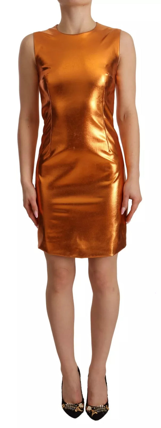 Dolce & Gabbana Metallic Orange Sleeveless Sheath Dress