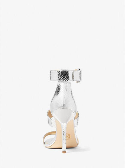 Amal Metallic Snake Embossed Leather Sandal