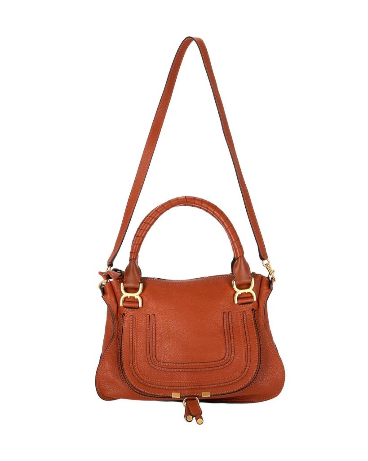 Chloe Medium Marcie Bag in Brown Leather