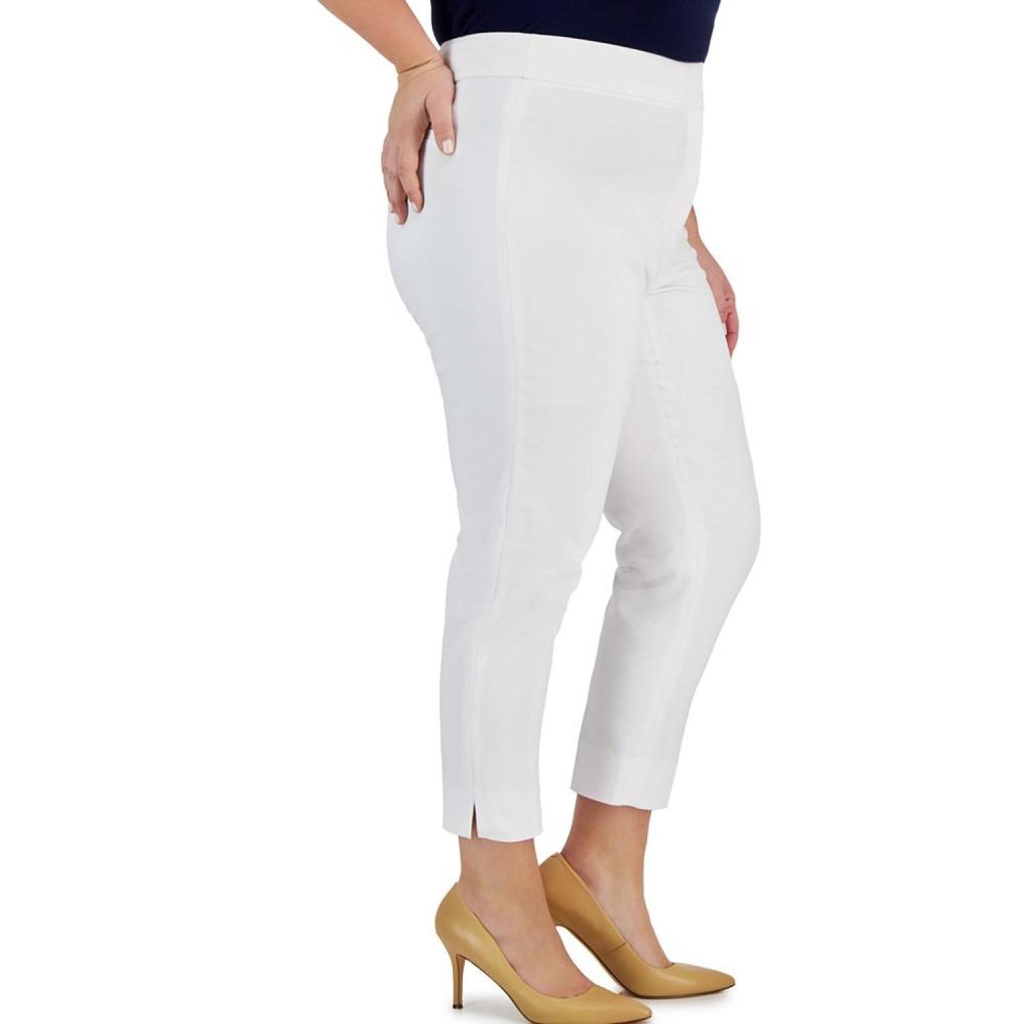 Plus Size Slit-Hem Ankle Pants