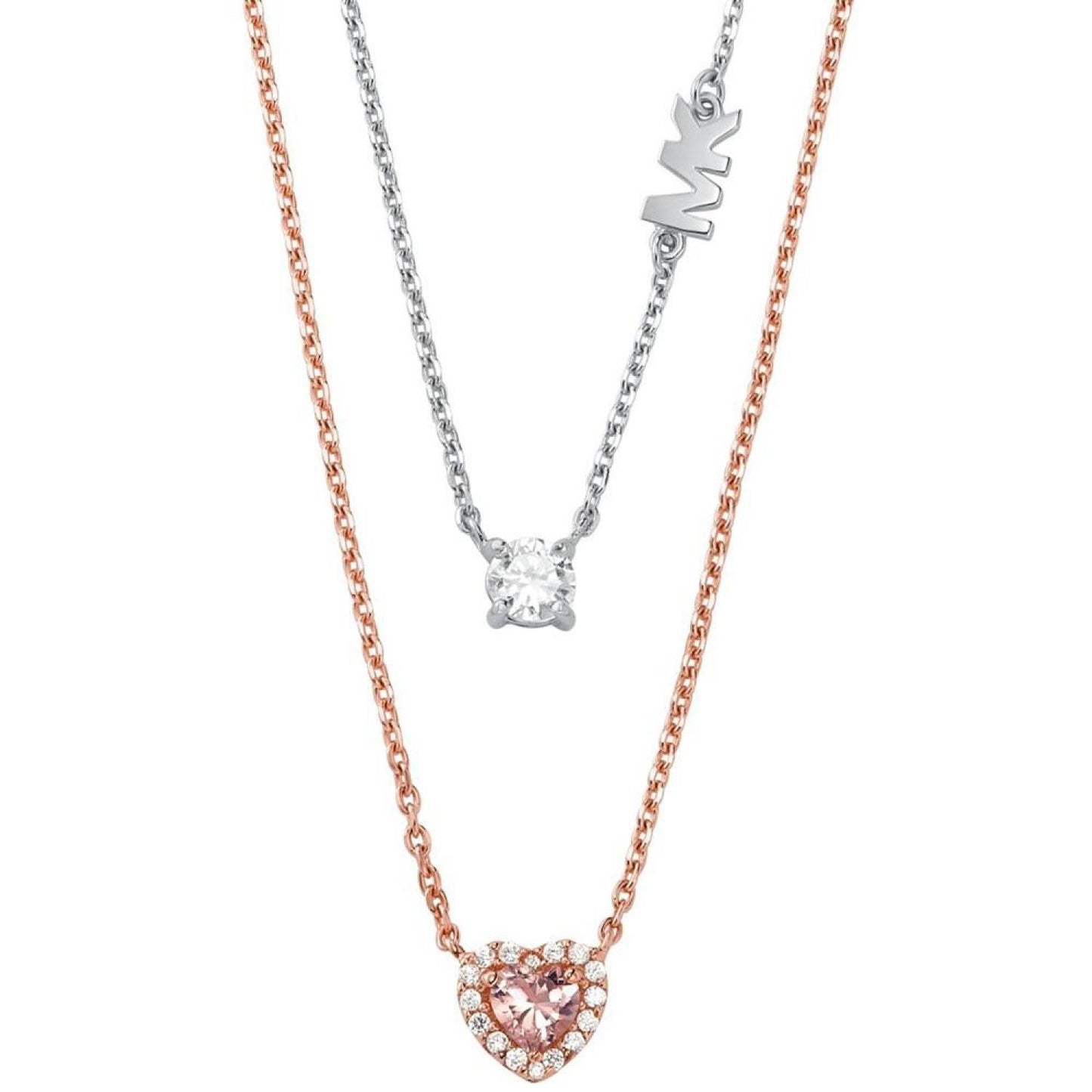 Sterling Silver Two-Tone Double Layered Heart Necklace