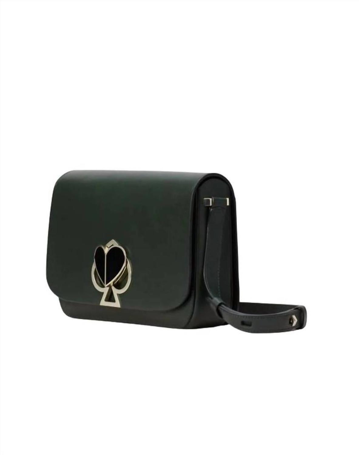 Nicola Twistlock Medium Flap Shoulder Bag In Deep Green