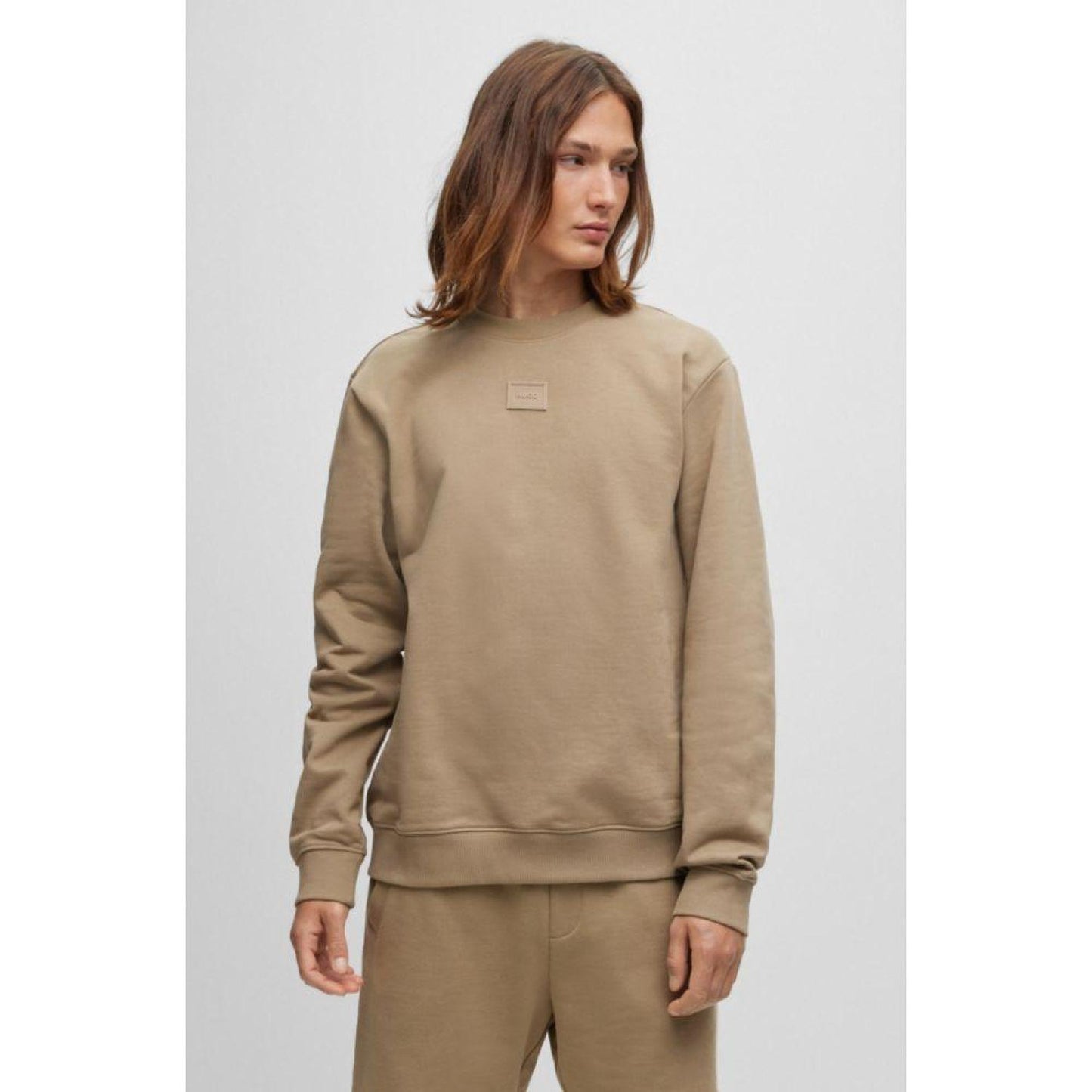 Cotton-terry sweatshirt with tonal logo badge