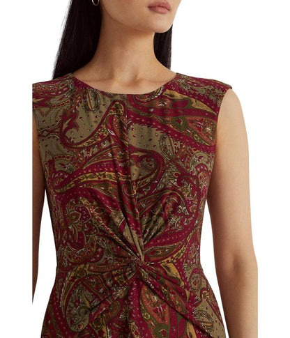 Paisley Twist-Front Jersey Dress