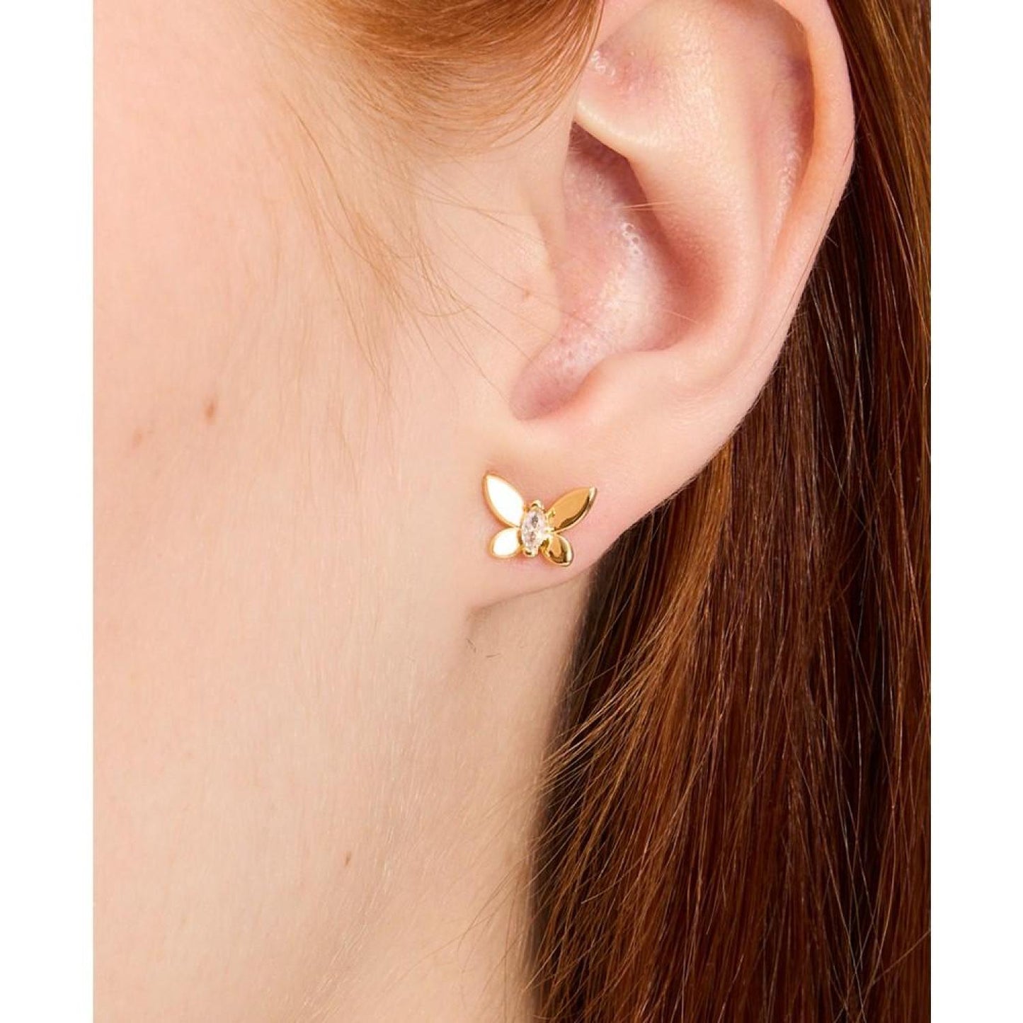 Gold-Tone Cubic Zirconia & Colored Butterfly Mini Stud Earrings