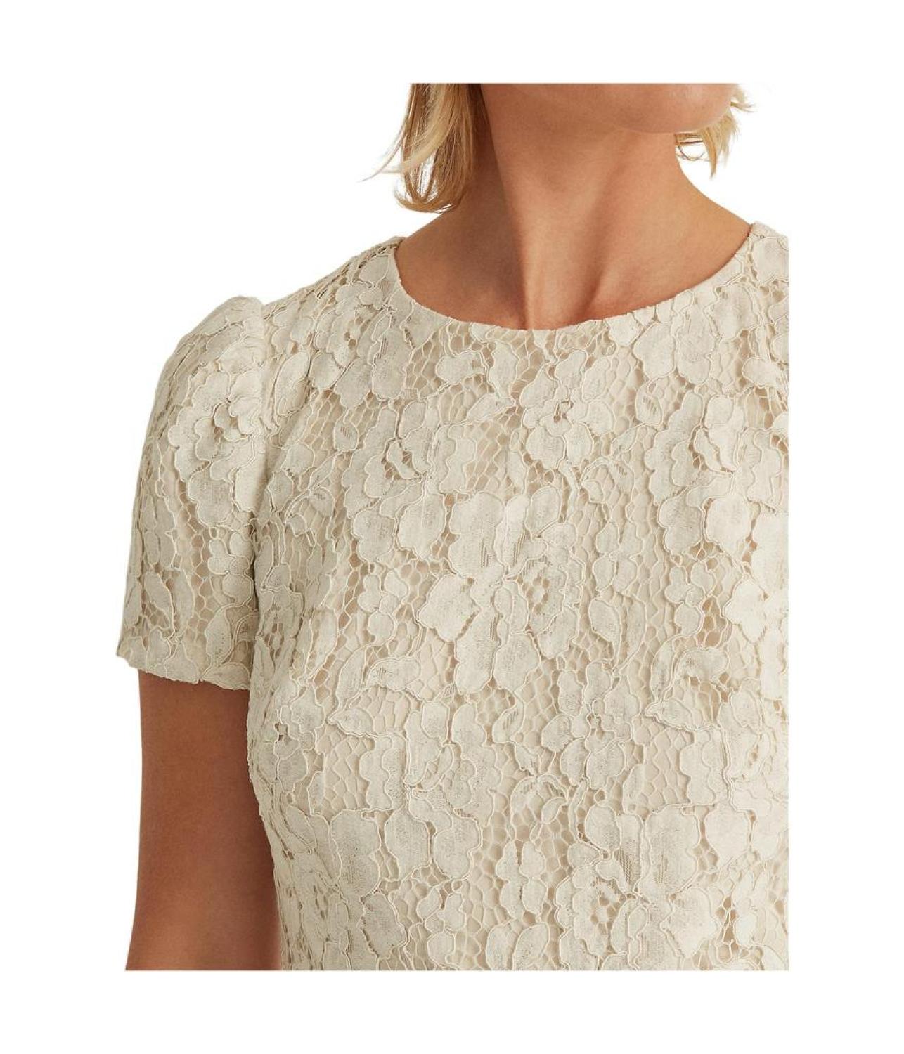 Puff-Sleeve Lace Cocktail Dress