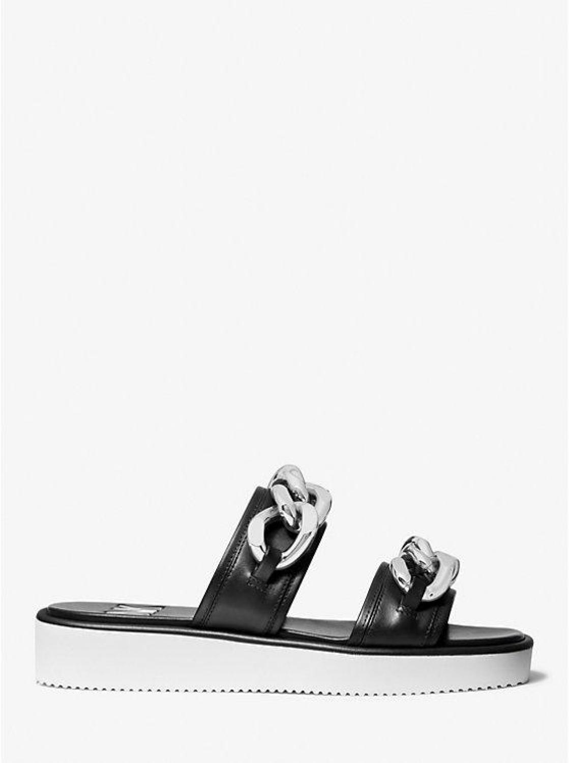 Scarlett Chain Link Leather Slide Sandal