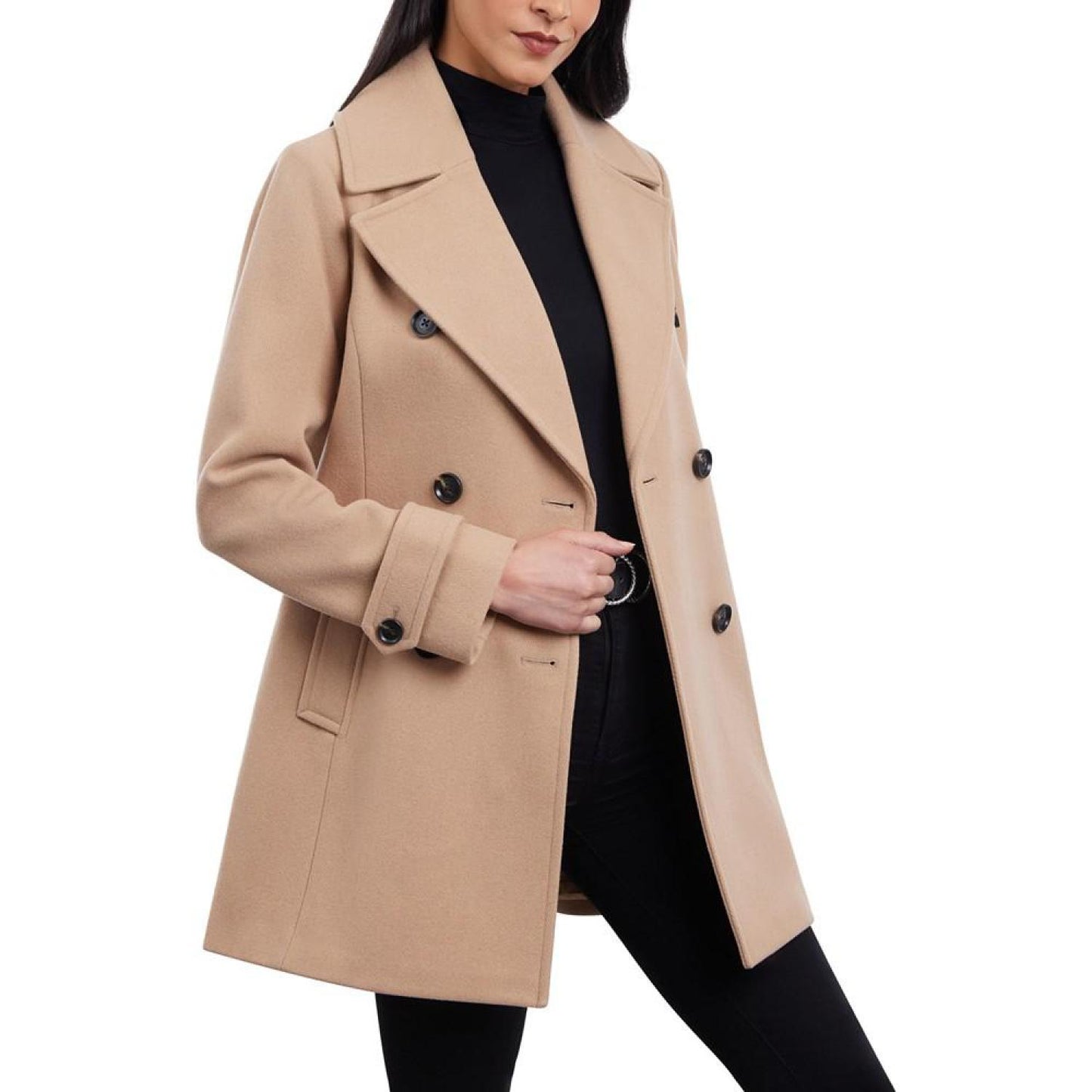 Women's Double-Breasted Notched-Collar Coat