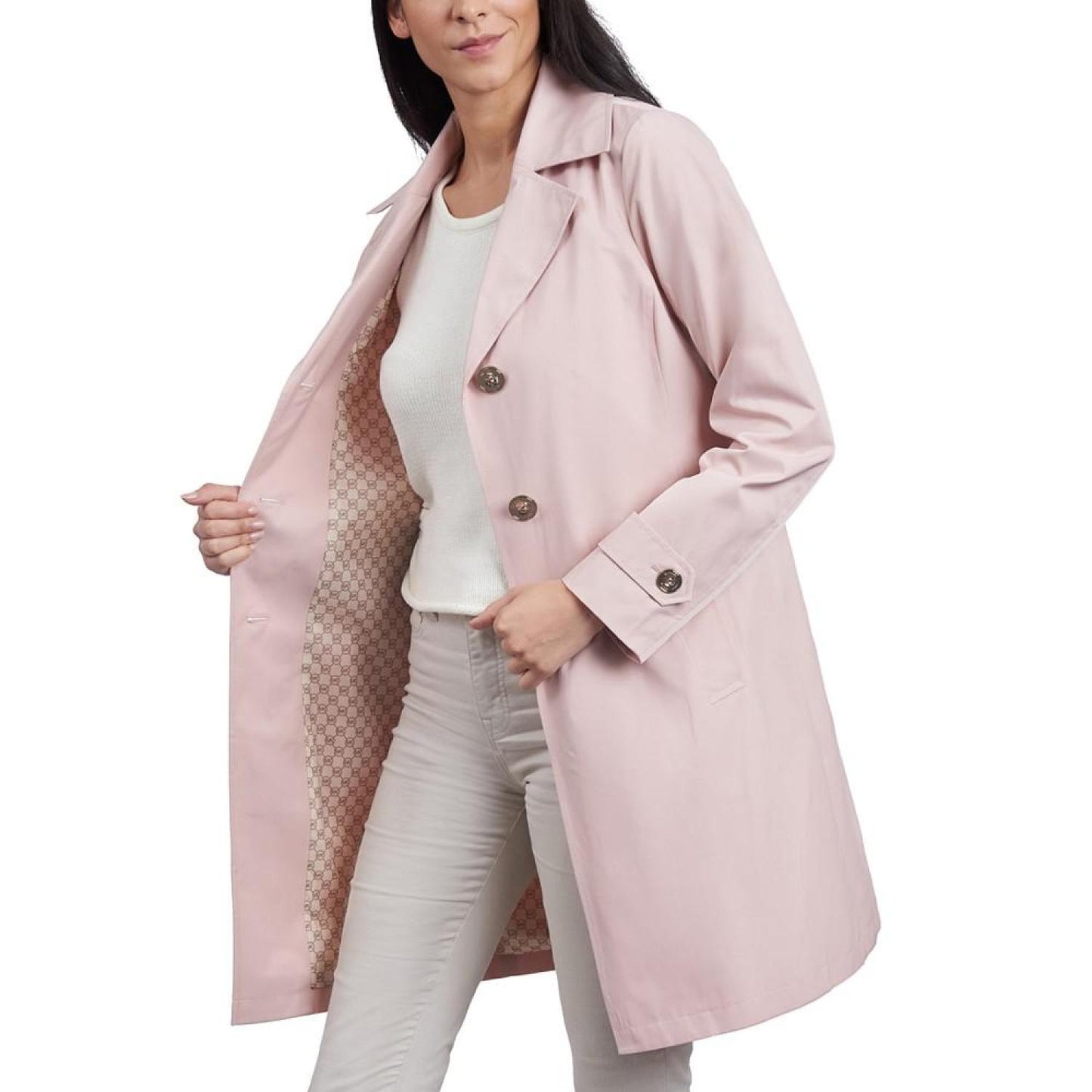 Women's Petite Single-Breasted Reefer Trench Coat, Created for Macy's