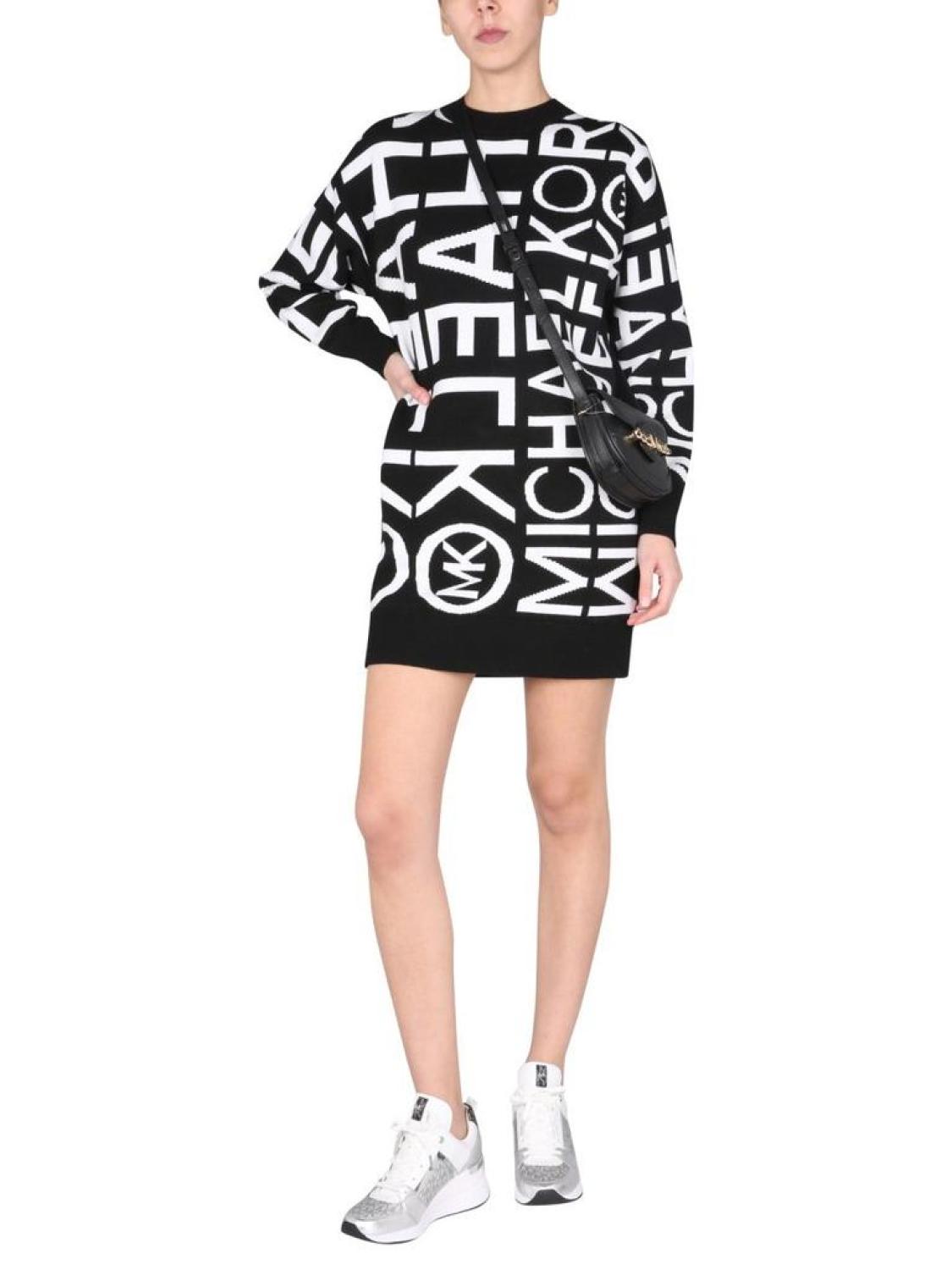 Michael Michael Kors Logo Intarsia Crewneck Dress