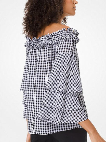 Gingham Off-The-Shoulder Top