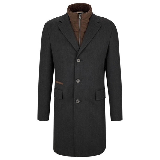 Slim-fit coat with detachable zip-up inner