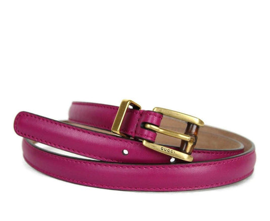 Gucci Women's Leather Bamboo Skinny Buckle Belt