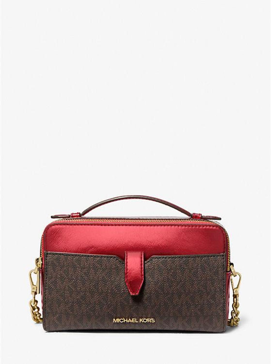 Jet Set Medium Signature Logo and Patent Double-Zip Crossbody Bag