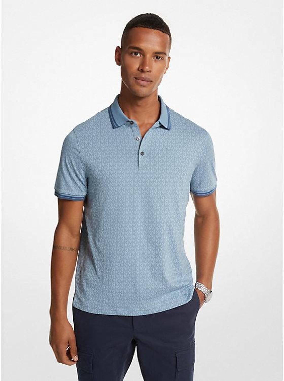 Greenwich Logo Print Cotton Jersey Polo Shirt