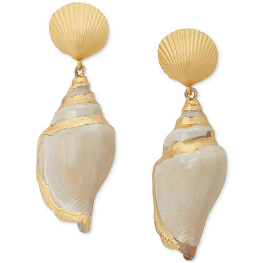 Gold-Tone Reef Treasure Shell Drop Earrings