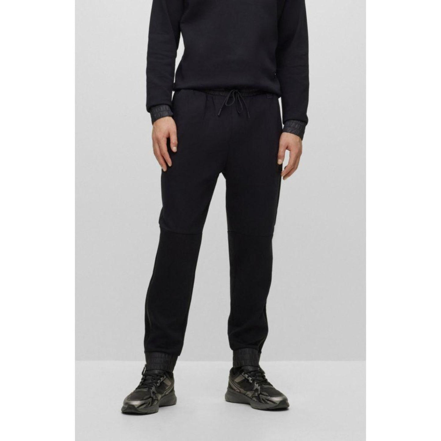 Stretch-cotton tracksuit bottoms with logo patch