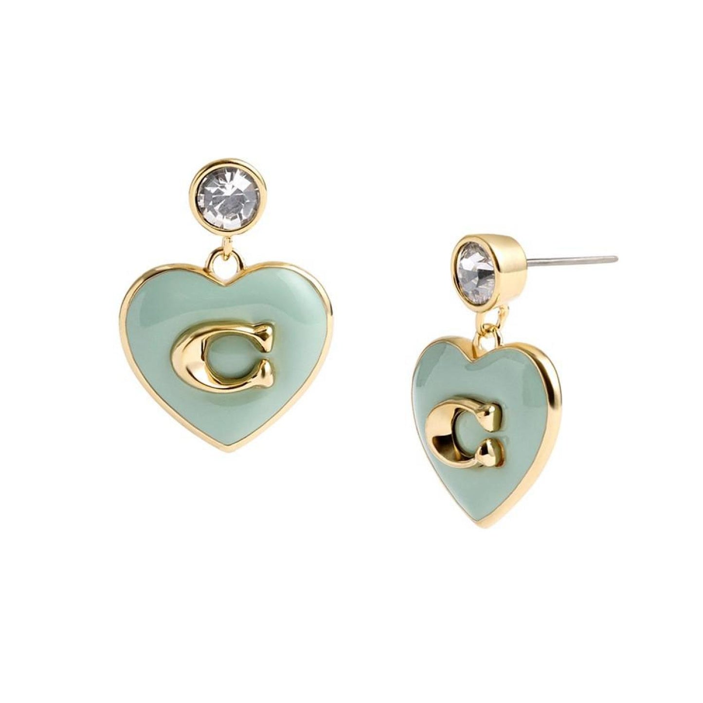 Faux Stone Enamel Signature Heart Drop Earrings