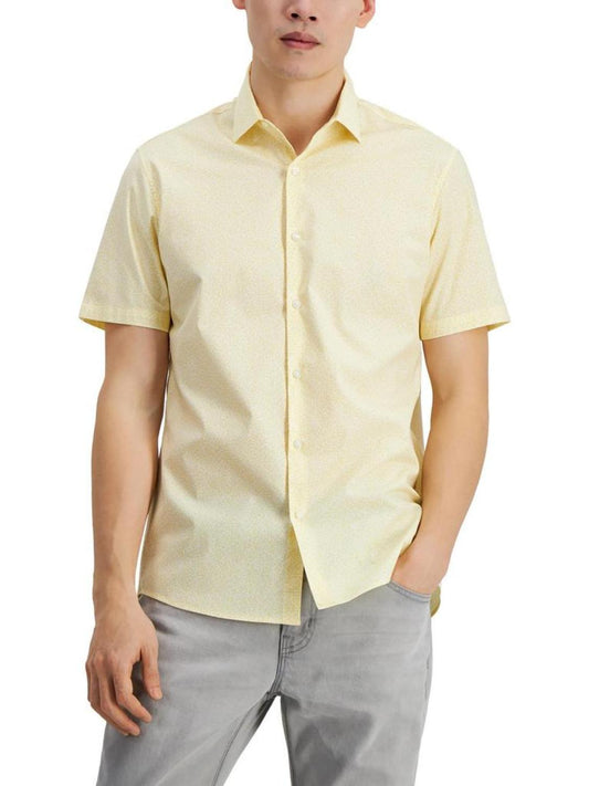 Mens Poplin Printed Button-Down Shirt