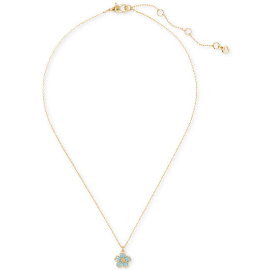 Gold-Tone Stone Fleurette Pendant Necklace, 16" + 3"' extender