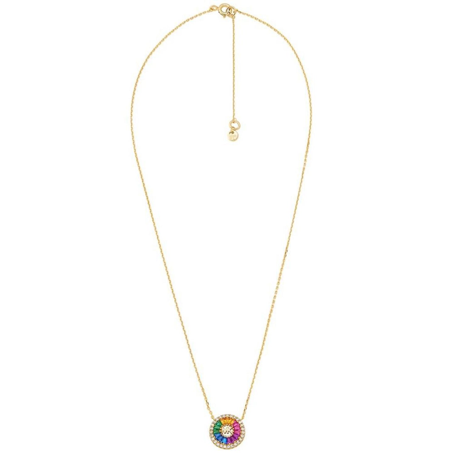 14K Gold-Plated Sterling Silver Rainbow Cubic Zirconia Tapered Baguette and Pave Pendant Necklace