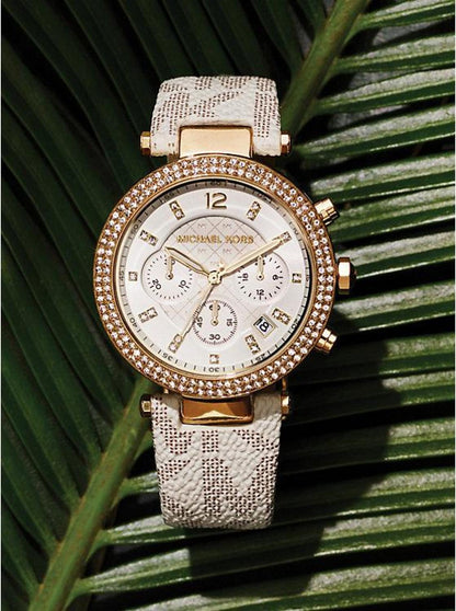 Oversized Parker Pavé Gold-Tone and Logo Watch