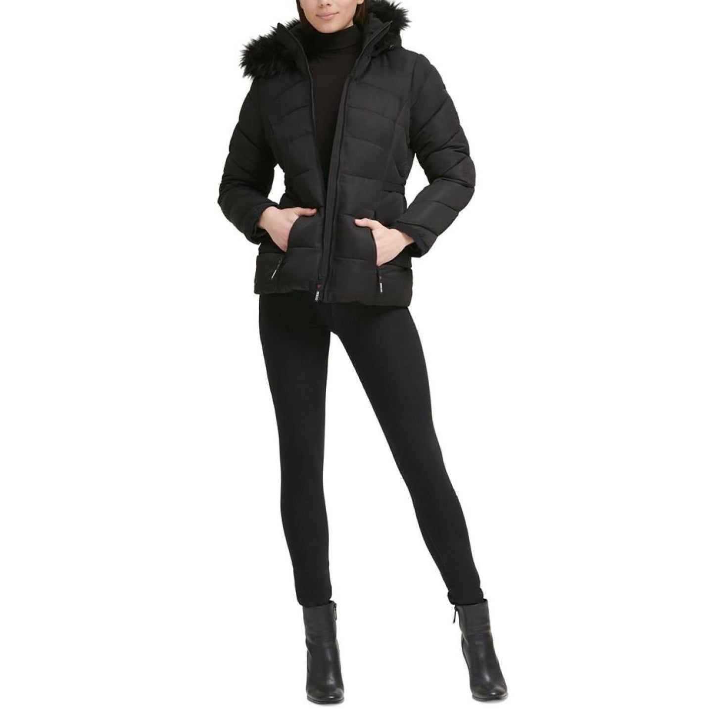 Women's Faux-Fur-Trim Hooded Puffer Coat