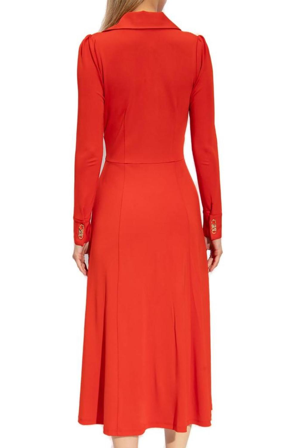 Michael Michael Kors Long Sleeved V-Neck Midi Dress