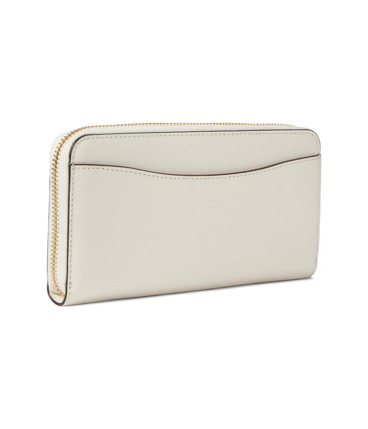 Morgan Bow Embellished Saffiano Leather Zip Around Continental Wallet