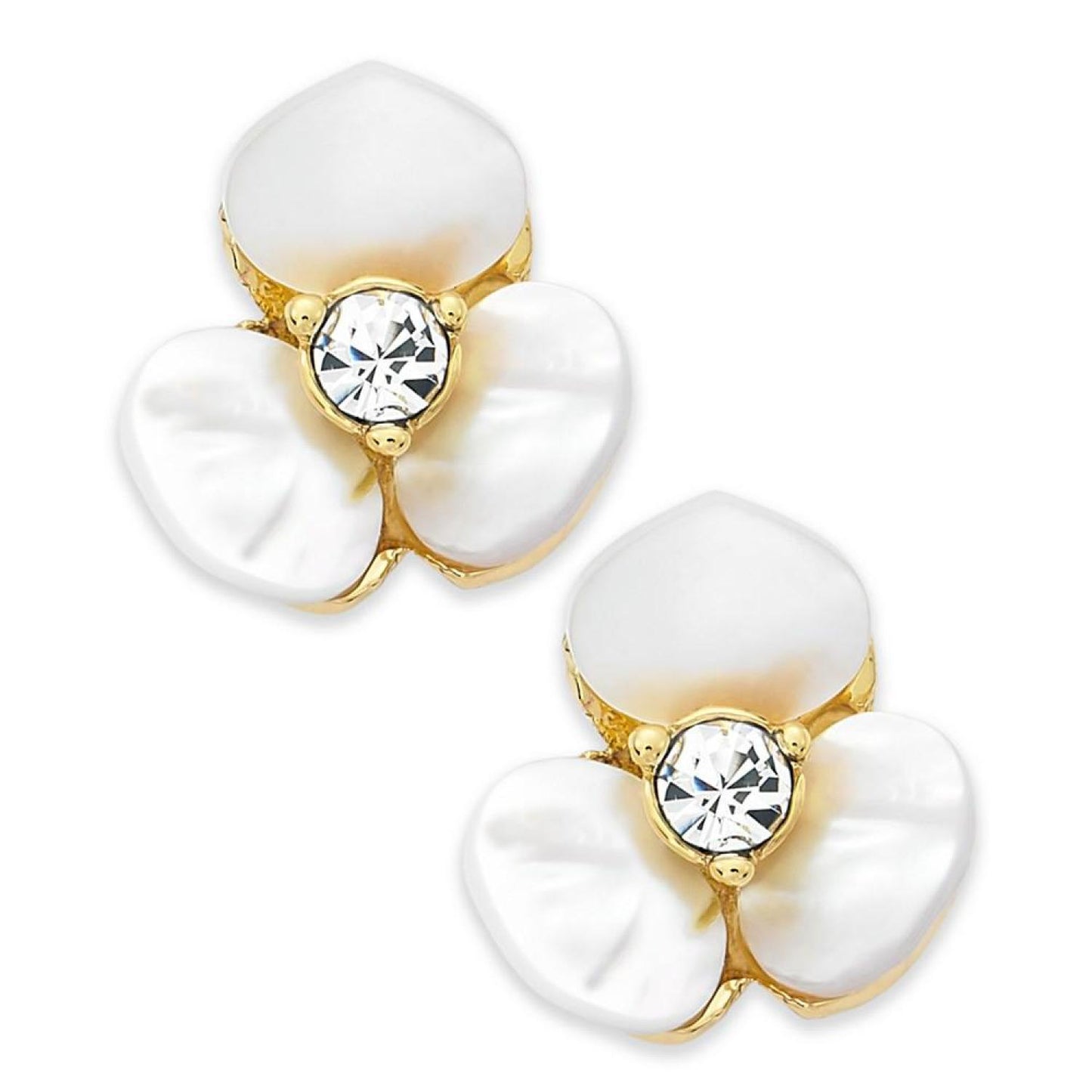 Earrings, Gold-Tone Cream Disco Pansy Flower Stud Earrings