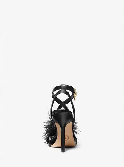 Whitby Feather Trim Leather Sandal