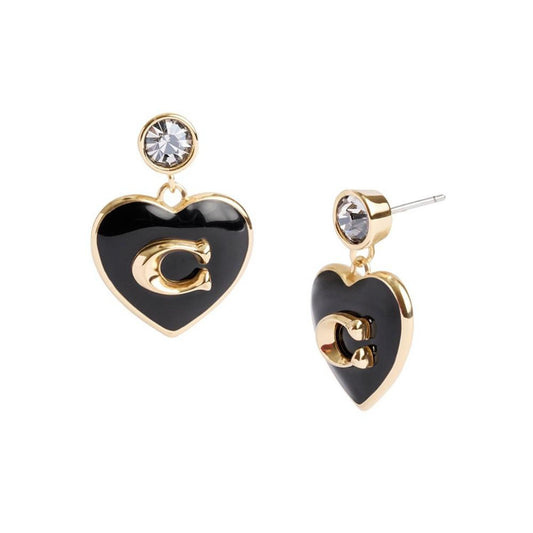 Faux Stone Signature Heart Drop Boxed Earrings