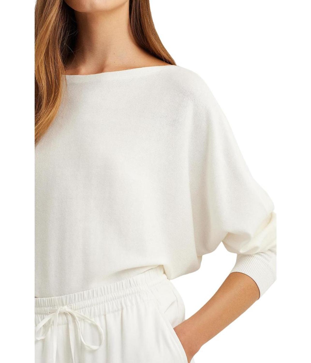 Cotton-Blend Dolman-Sleeve Sweater