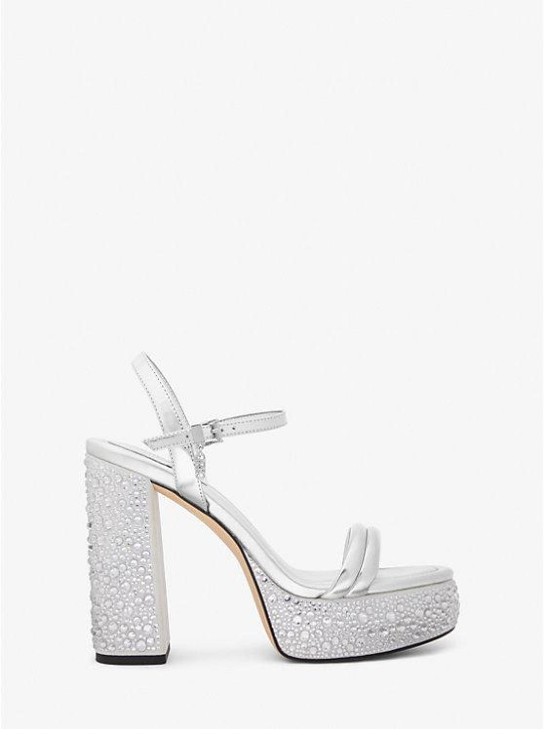 Laci Embellished Metallic Leather Platform Sandal