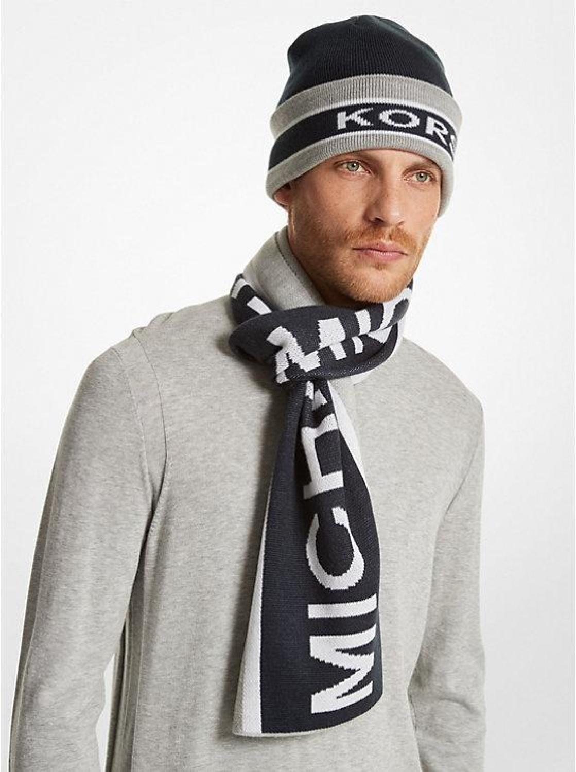 Logo Jacquard Beanie Hat and Scarf Set