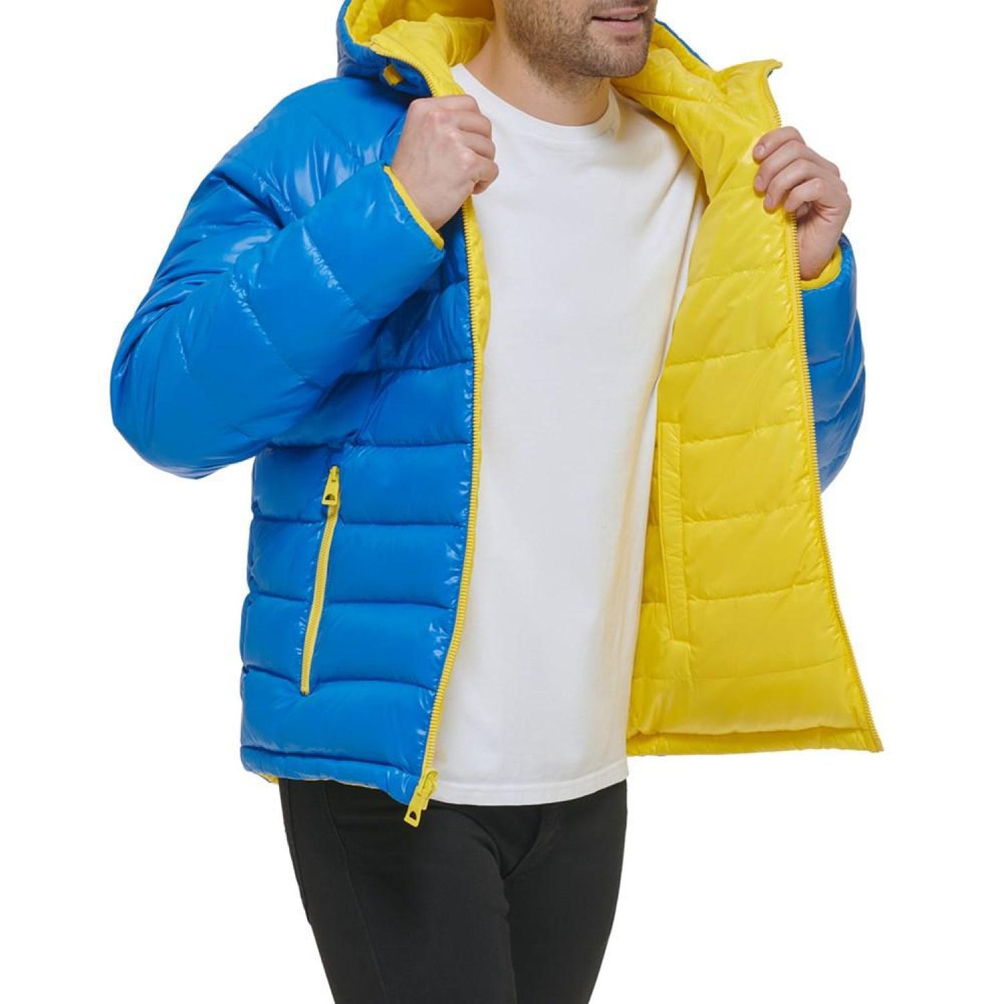 Men's Reversible Quilted Full-Zip Hooded Puffer Jacket