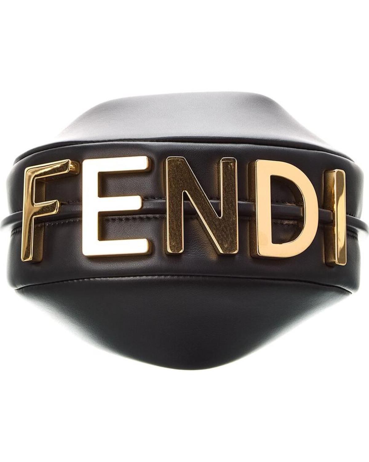 FENDI Fendigraphy Mini Leather Hobo Bag