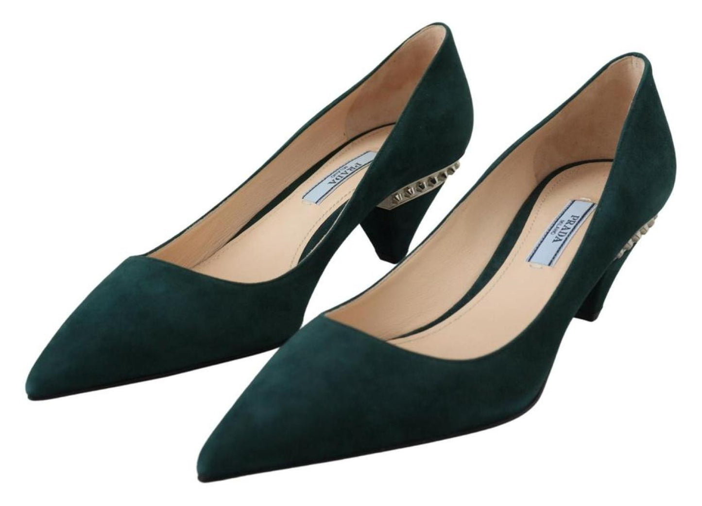 Prada Suede Leather Cone Heels Pumps Women's Shoes