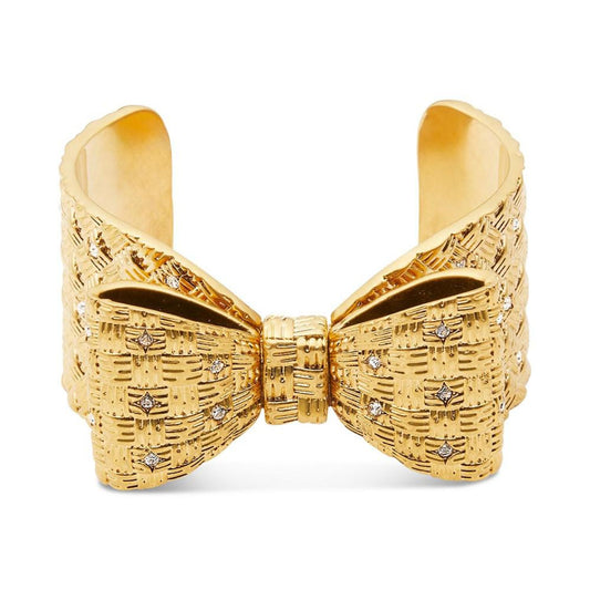 Gold-Tone Cubic Zirconia Bow Statement Cuff Bracelet