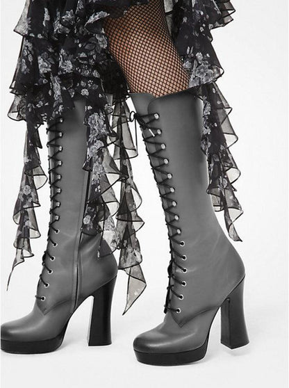 Deandra Burnished Calf Leather Platform Boot