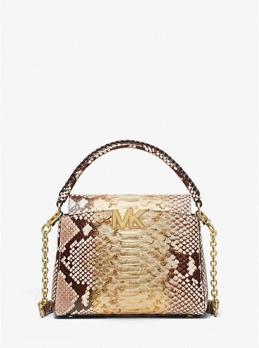 Karlie Small Two-Tone Snake Embossed Leather Crossbody Bag