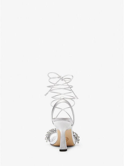 Lucia Embellished Metallic Leather Sandal