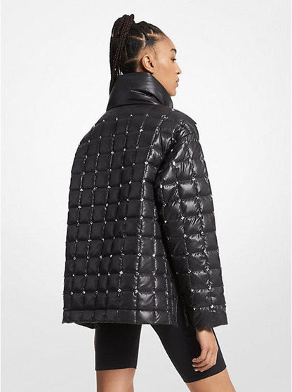 Stirling Studded Quilted Ciré Popover Jacket