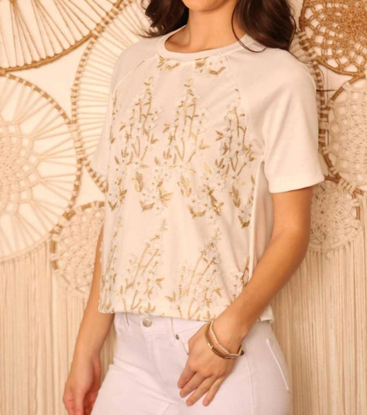 Kylee Short Sleeve Sweatshirt In White Blossom