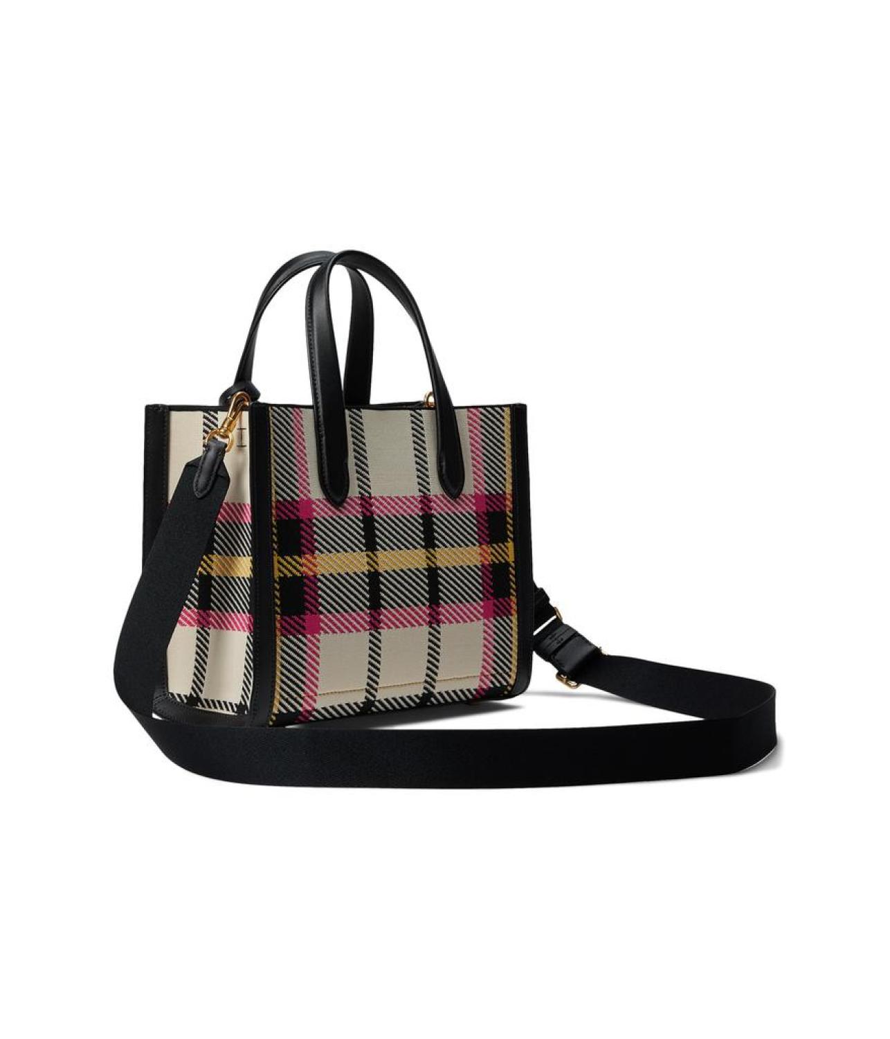 Manhattan Museum Plaid Knit Jacquard Small Tote