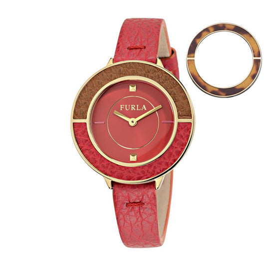 Furla Women's Club Red  Dial Calfskin Leather Watch