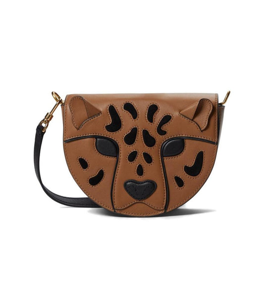 Lucy Smooth Leather 3-D Leopard Flap Crossbody