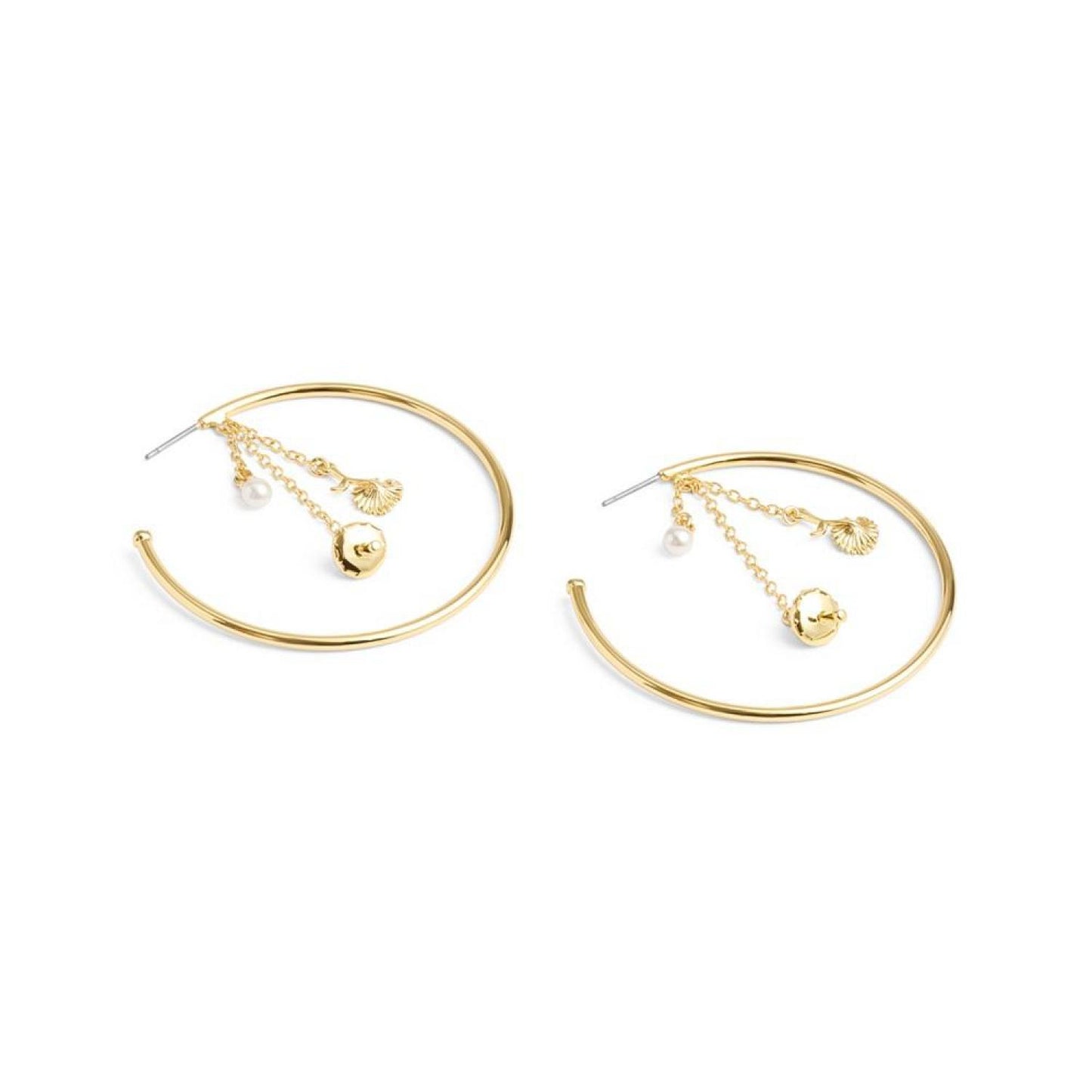 Faux Stone Mushroom Charm Hoop Earrings