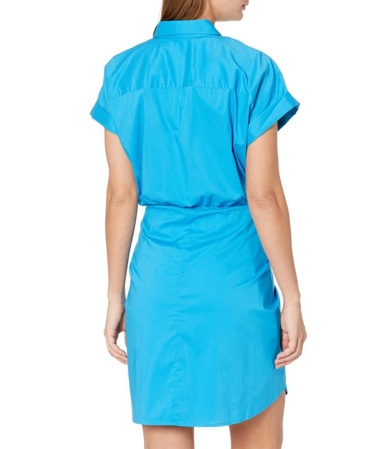 Tie Front Stretch-Cotton Blend Shirtdress